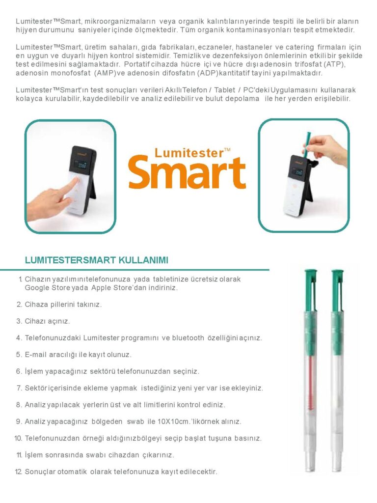 Lumitester ATP / AMP LUMINONETRE (Yüzey Hijyen Kontrol Cihazı)